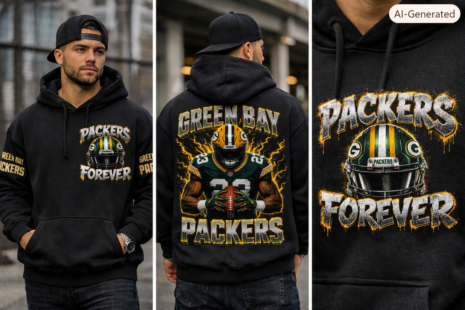 Green Bay Packers Forever Hoodie — Black