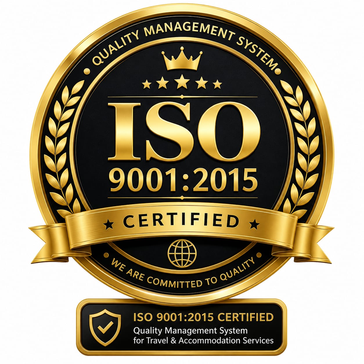 ISO 9001:2015 Certified - Quality Management System for Travel & Accommodation Services