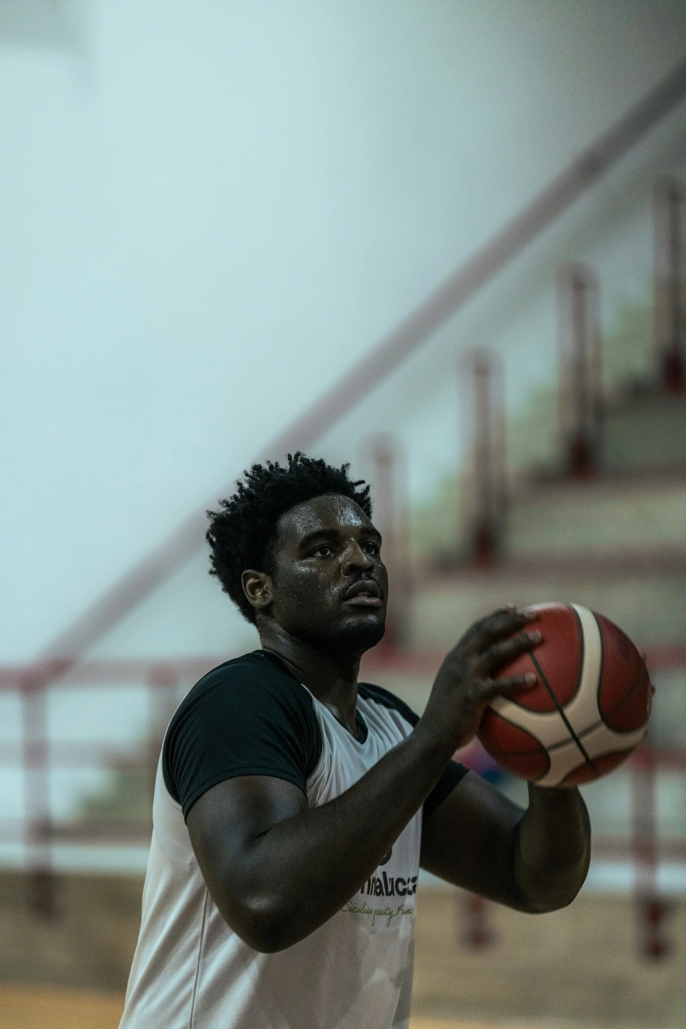 Basketball player preparing to shoot