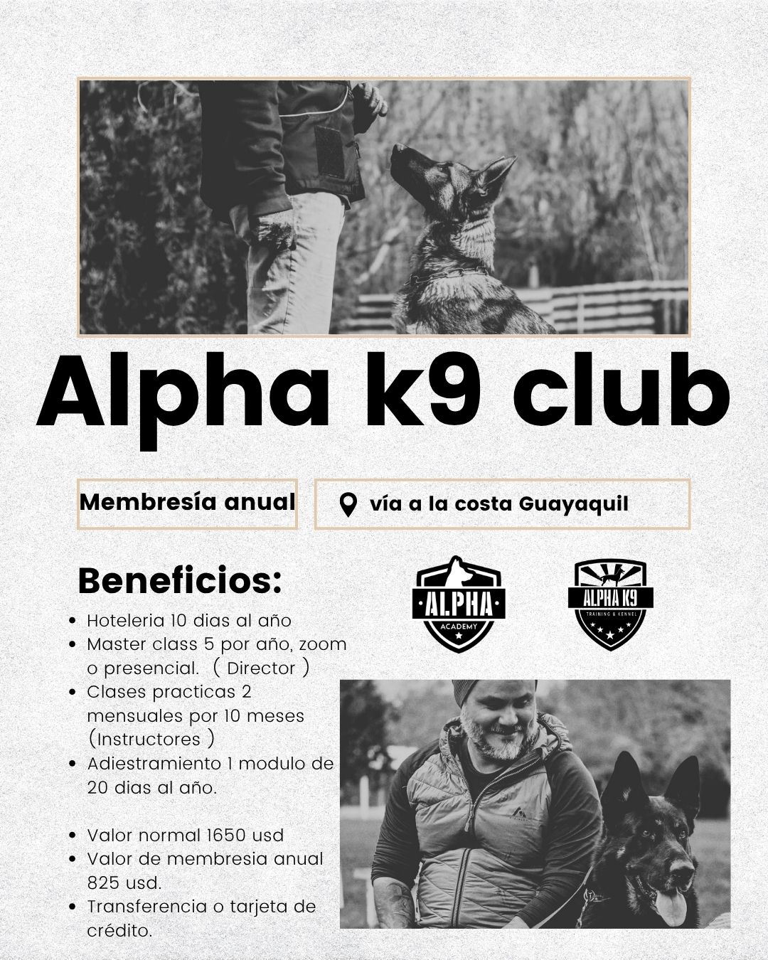 Alpha K9 Club — Membresía anual · Guayaquil