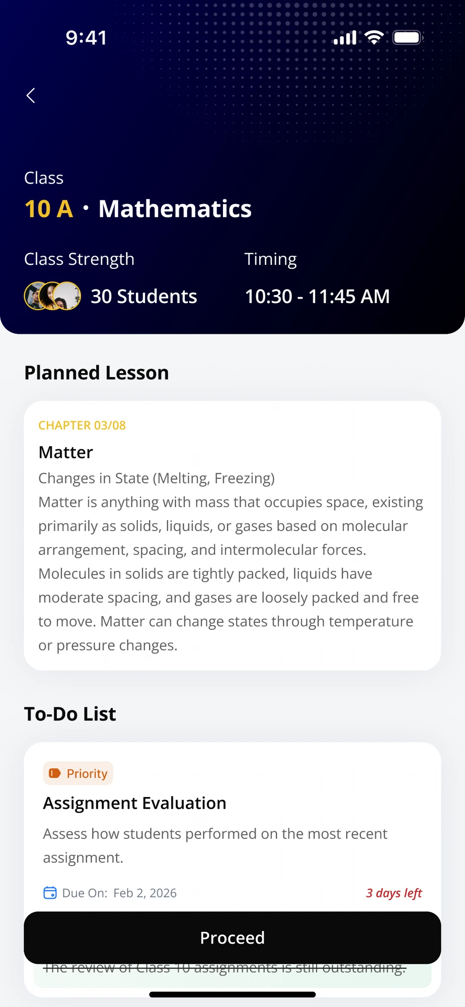 PARTECON Teacher App — Class Detail & Lesson