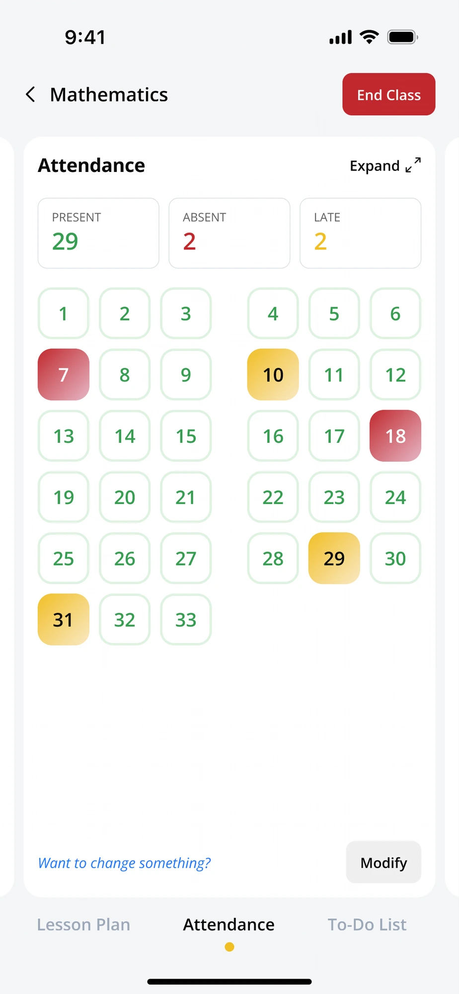 PARTECON Teacher App — In-Class Attendance