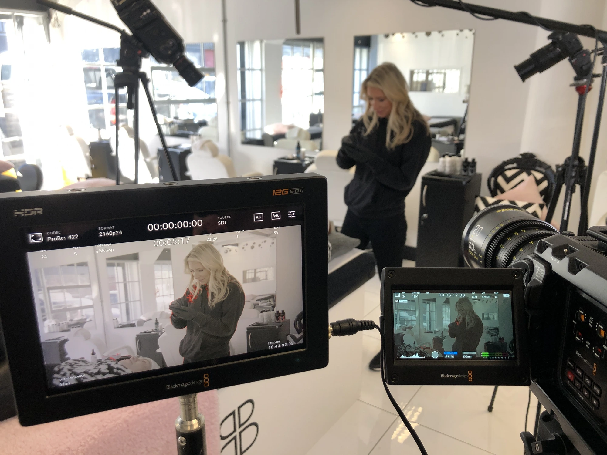 On-set for a beauty campaign shoot with Yellow