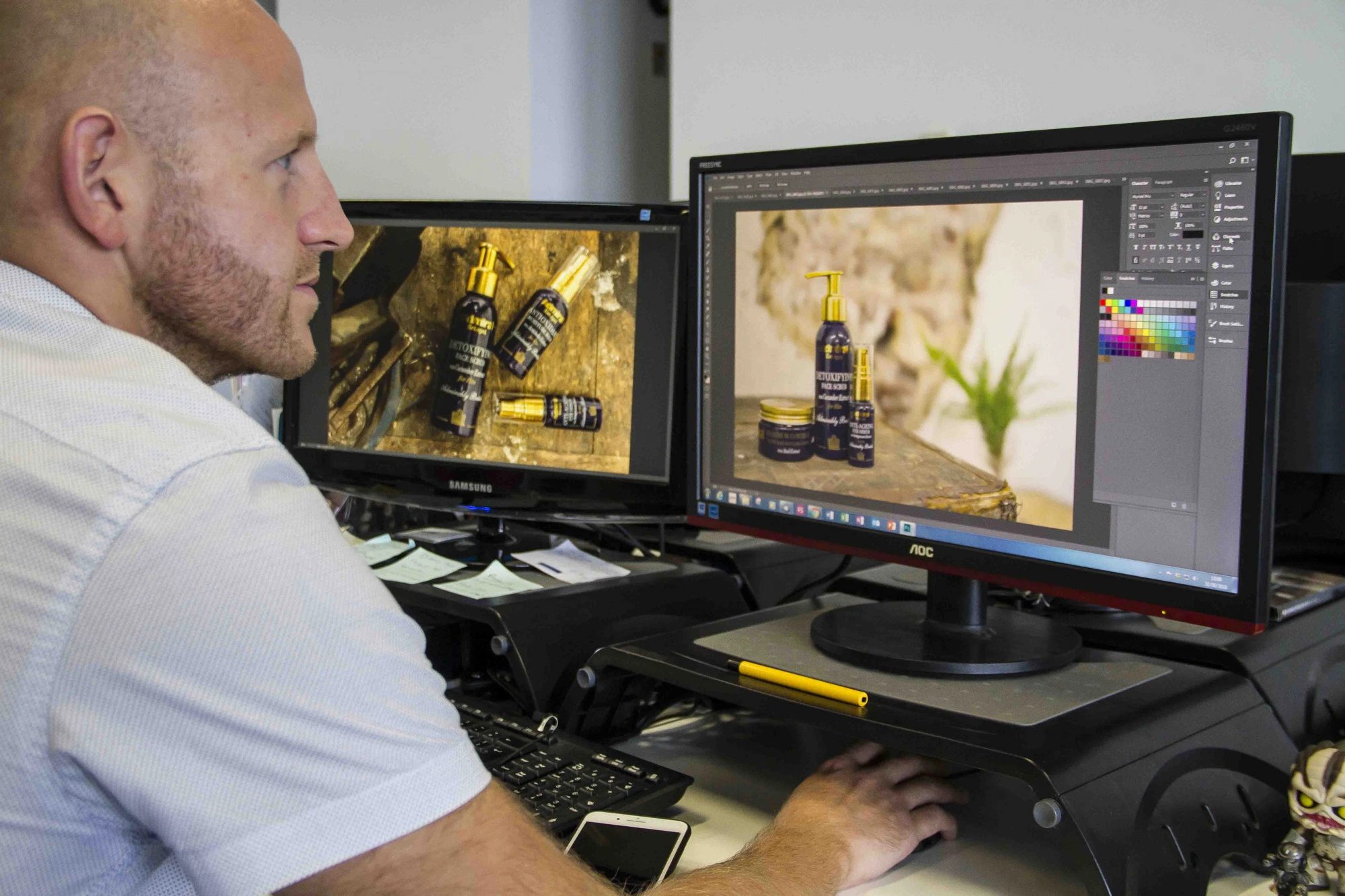 Product retouching at Yellow, marketing agency Liverpool design desk