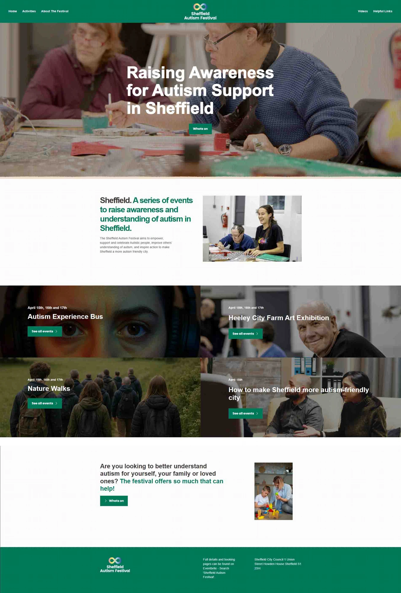 Raising Awareness for Sheffield's First Autism Friendly Festival, Website Design 1 by Yellow, marketing agency Liverpool