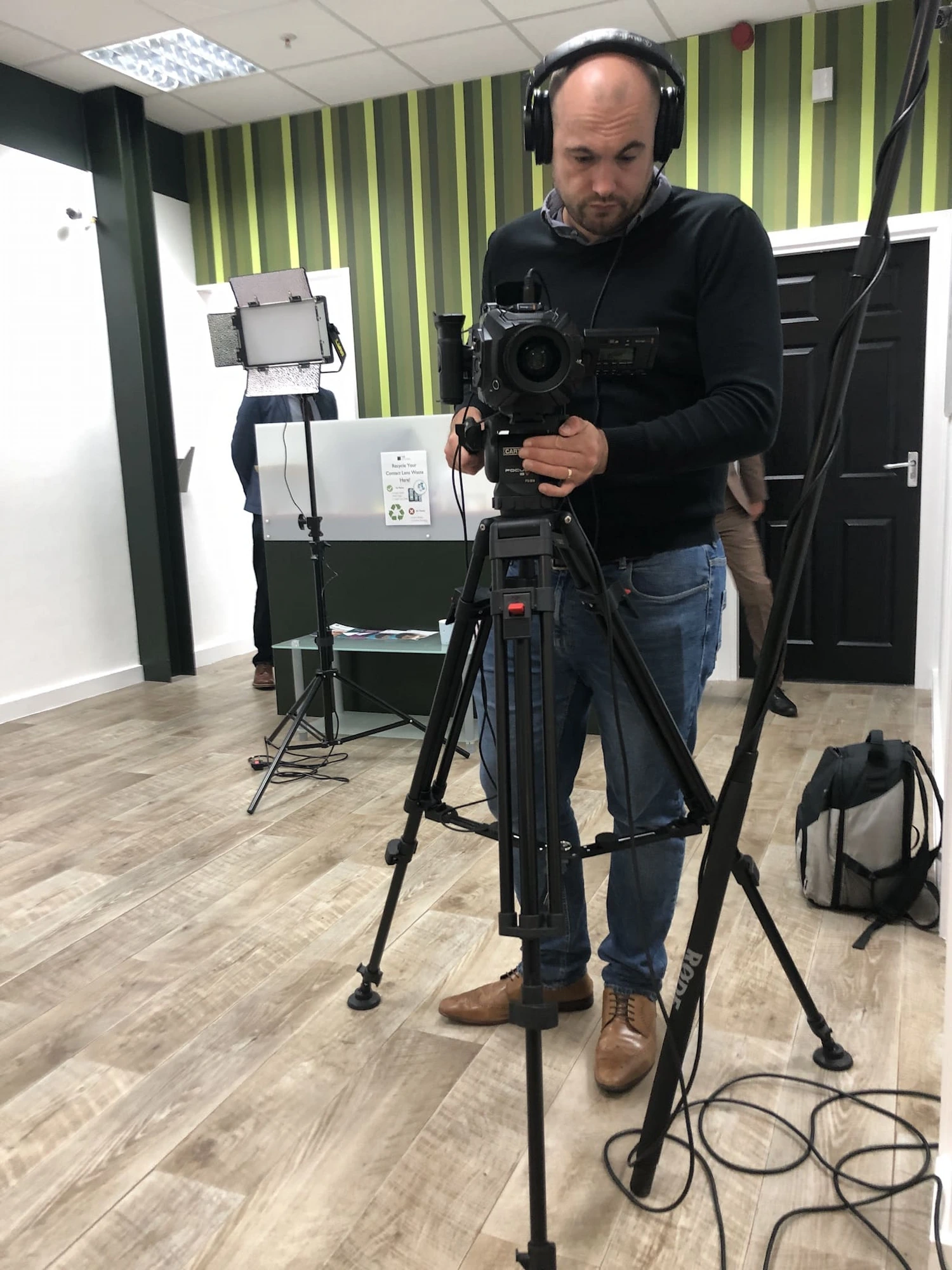 Teleprompter interview in the Yellow studio
