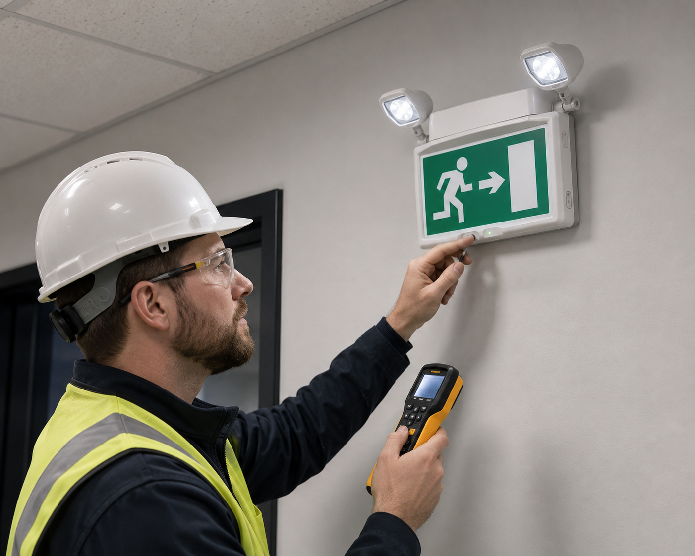 Engineer servicing an integrated security system