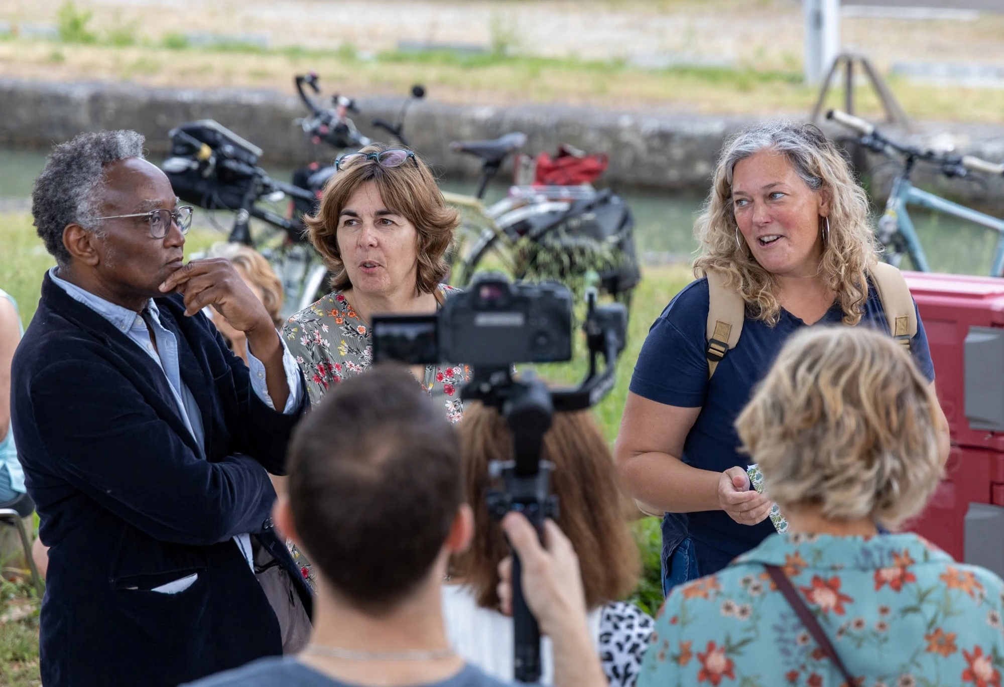 Vernissage · avec la maire et l'adjointe à la culture de Castelnau d'Estrétefonds