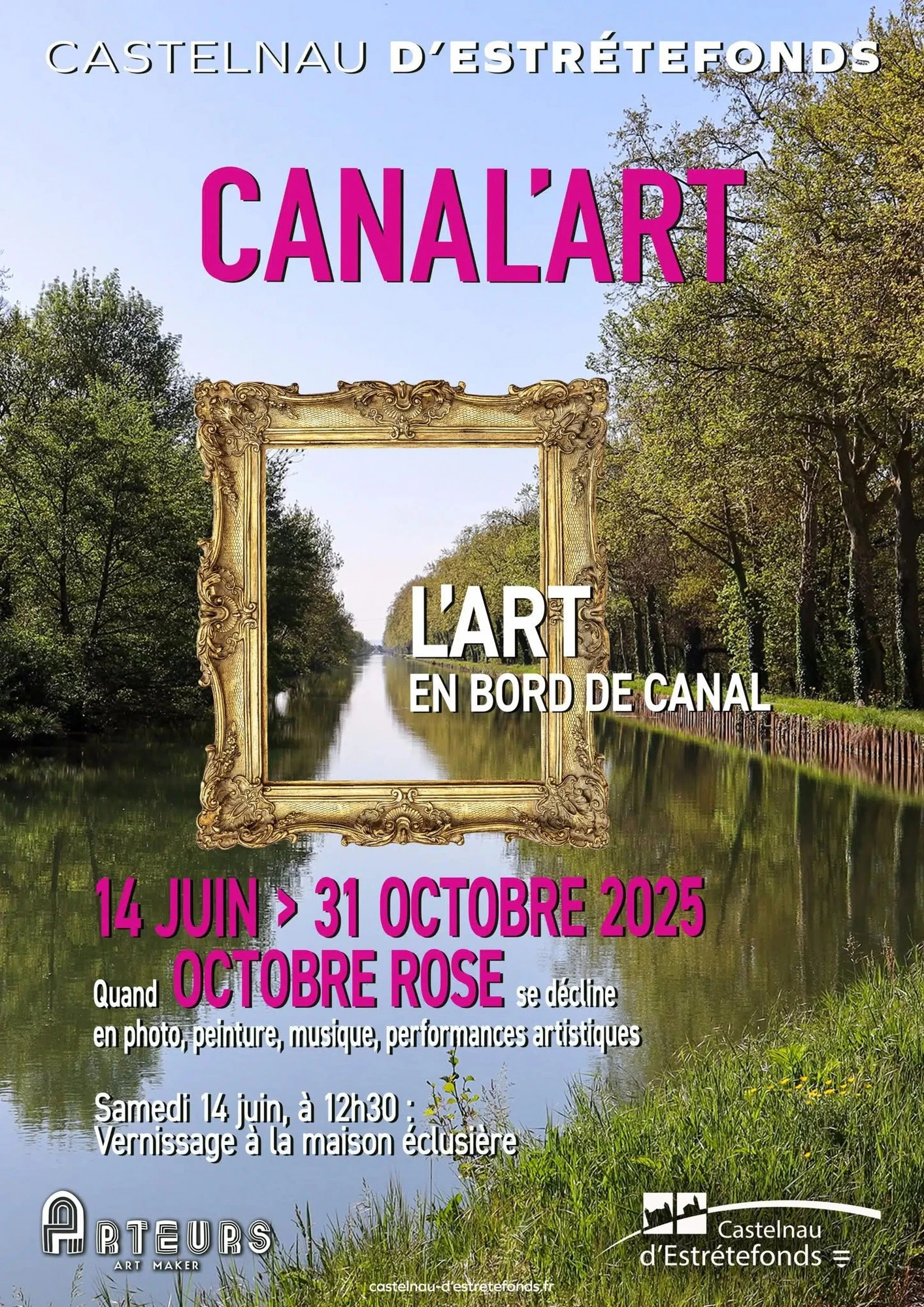 Affiche Canal'Art 2025 · Octobre Rose · Castelnau d'Estrétefonds