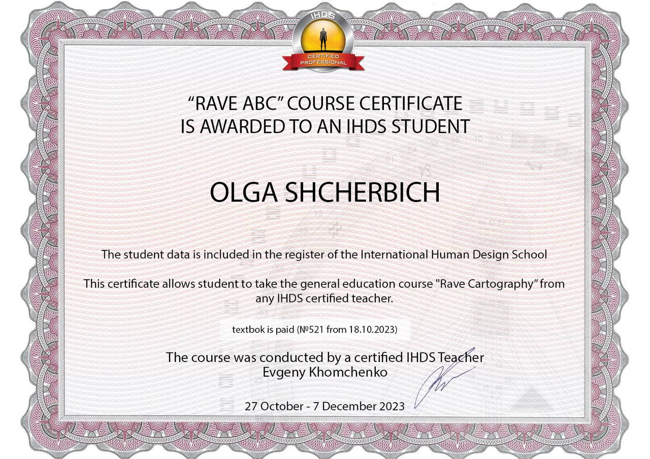 Сертификат IHDS — Rave ABC