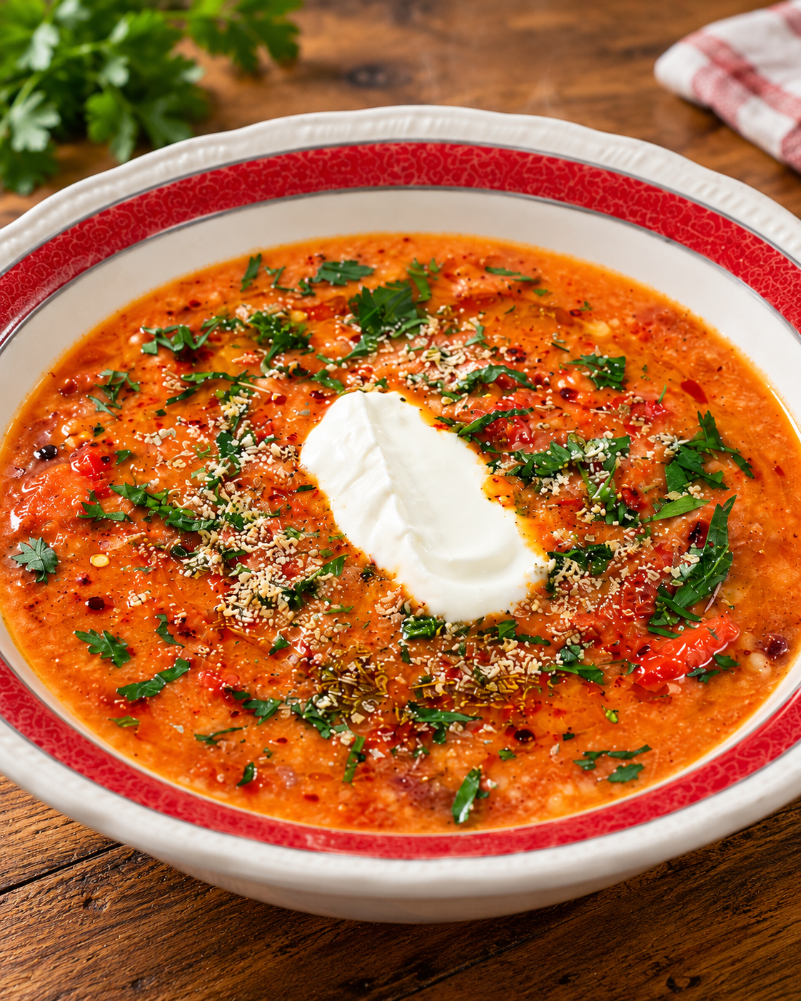 Kokkinistos Trahanas with Yogurt