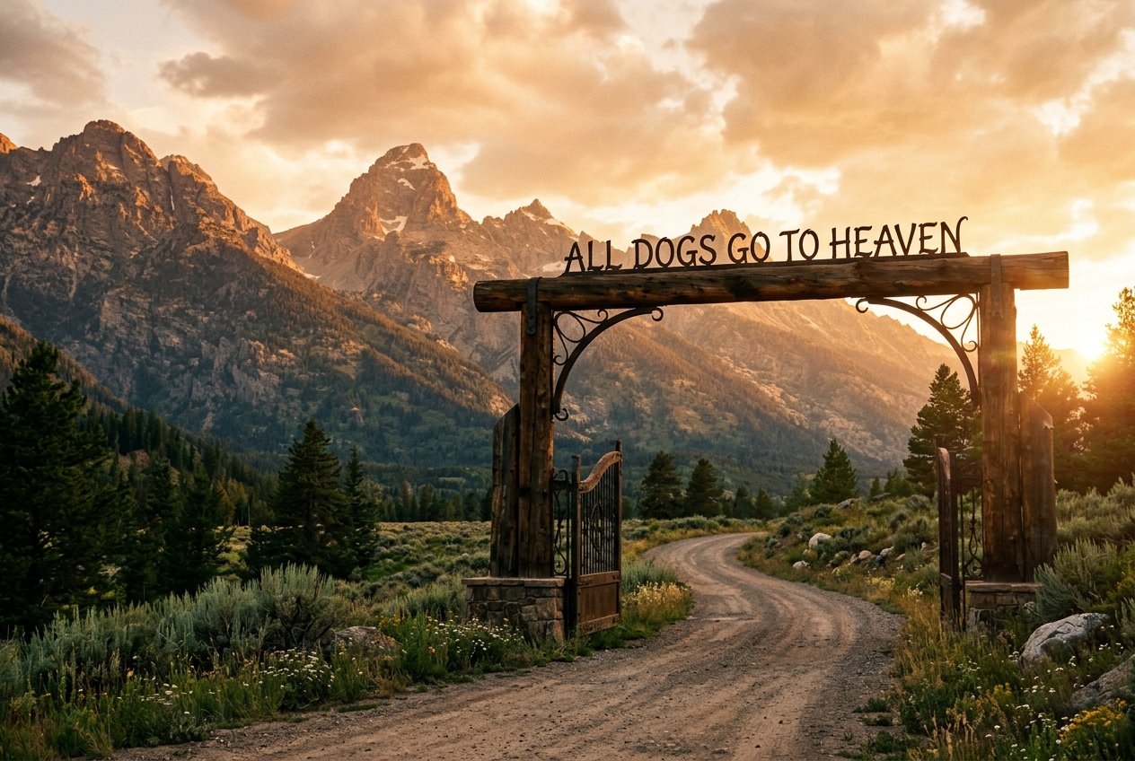Heaven ranch driveway at the foot of the mountain